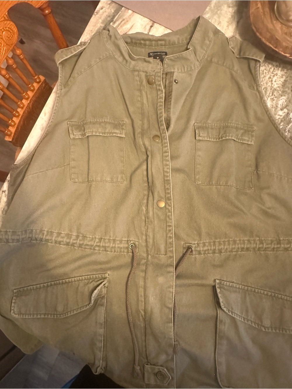 new directions Olive Green Utility Vest Jacket